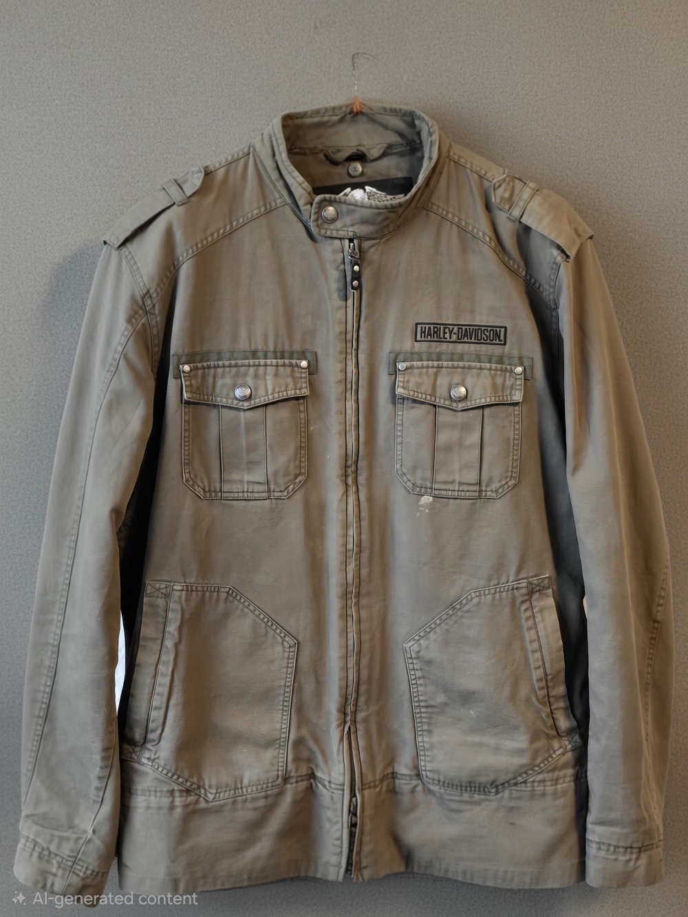 Harley-Davidson Men’s XL/tall army Green Utility Jacket W/hoodie